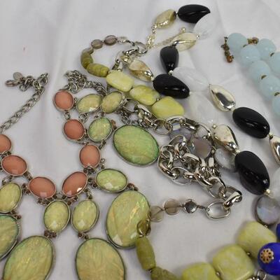 Costume Jewelry: Statement Necklaces in Blues, Goldtone, Silvertone, Burgundy