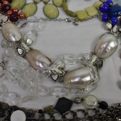 Costume Jewelry: Statement Necklaces in Blues, Goldtone, Silvertone, Burgundy