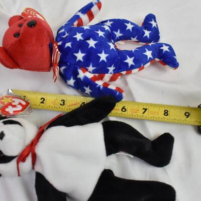 10 Ty 8" Beanie Babies: Liberty, Little Star, America, 1 w/no tag