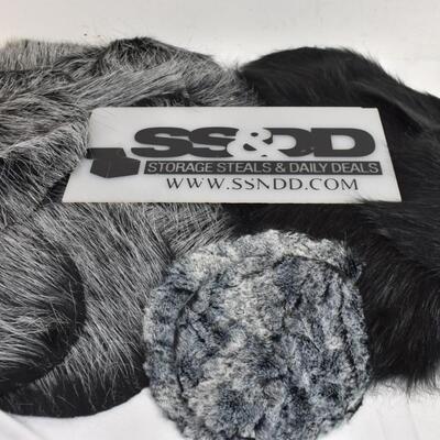Faux fur for crafts: black/gray, various sizes and lengths of fur