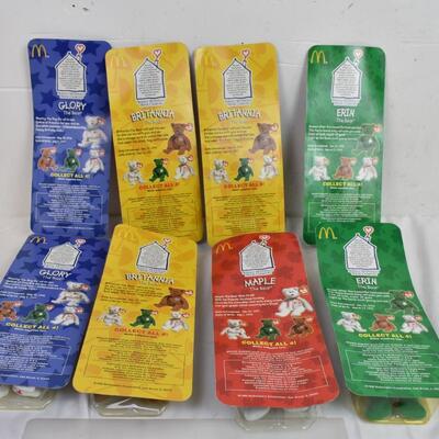 McDonald's ty Beanie Bears: (8)  Feb 97-May 98, New, Old Stock, Glory, Maple