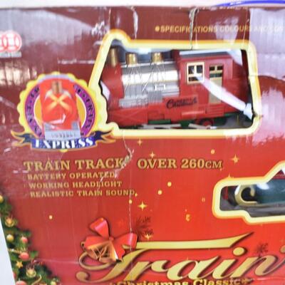Christmas Train and Track (Broken between 1st and 2nd car) Battery operated-Used