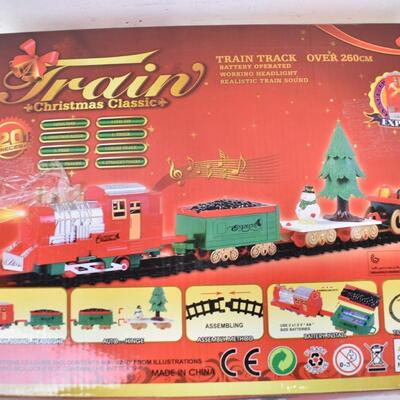 Christmas Train and Track (Broken between 1st and 2nd car) Battery operated-Used