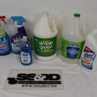 6 pc Cleaning Supplies, Window Cleaner, Toilet Cleaner, Cleaning Vinegar, etc