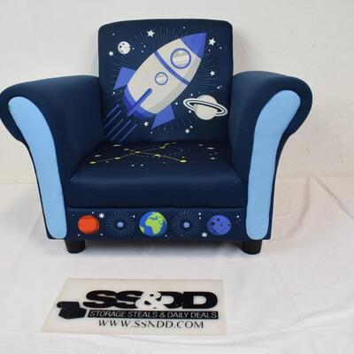 Children's Space Themed Chair, Stain on Back and Seat, Navy Blue