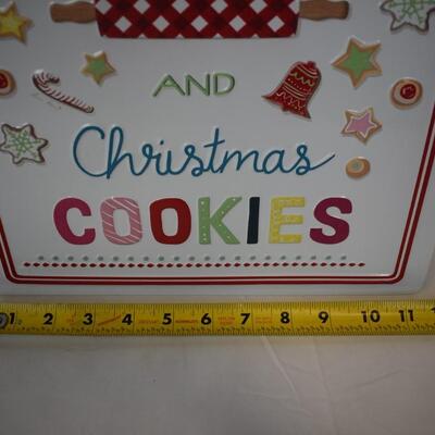 Metal Sign  12x16 "Peace Love & Christmas Cookies" embossed, marker on left side