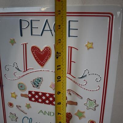 Metal Sign  12x16 "Peace Love & Christmas Cookies" embossed, marker on left side