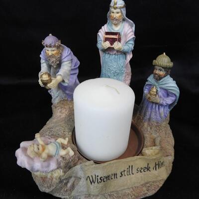 Three Kings Figurine w/Candle Holder, Reflections Of Affection, Good Condition
