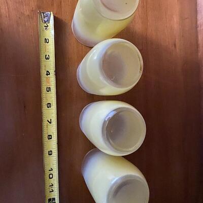 Lot of 4 Blendo Frosted yellow glasses with gold rim 5"