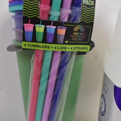 WetJet Refill, 4 pk 24 oz Colored Tumblers, 10 inch rolling pin. - New