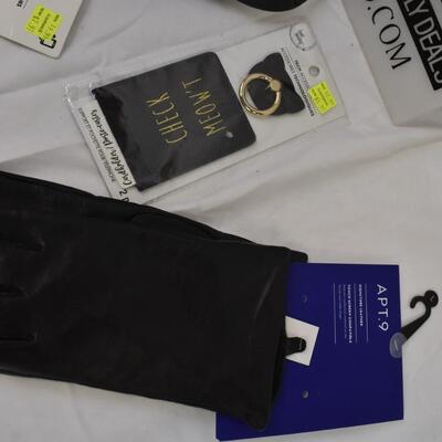 6 pc Lot: Gloves, Arm Warmers, Tech Cat Charger, Cell Phone Holder, Bag - New