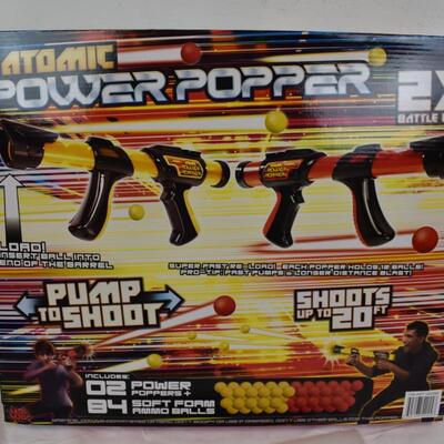 Atomic Power Popper 2X Battle Pack with Foam Ammo Balls. Open - New