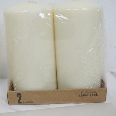 4 Unscented Pillar Candles - New