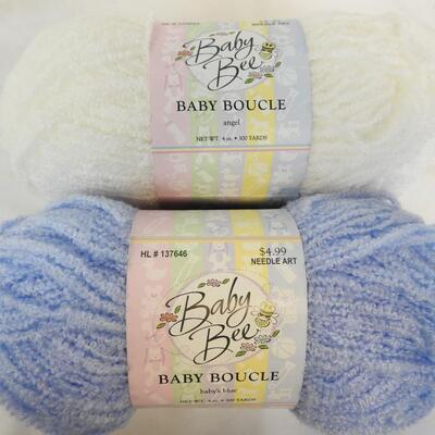 8 Skeins Yarn: 6 Cascade Kaleidoscope Blue. Baby Bee White & Baby Blue - New
