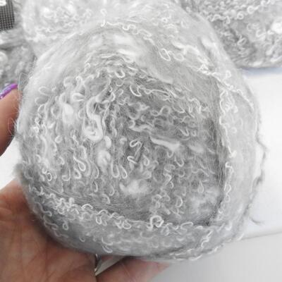 6 Skeins Cotton Mohair Gray & White Yarn by Sheepjes 50 g each- New