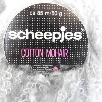 6 Skeins Cotton Mohair Gray & White Yarn by Sheepjes 50 g each- New