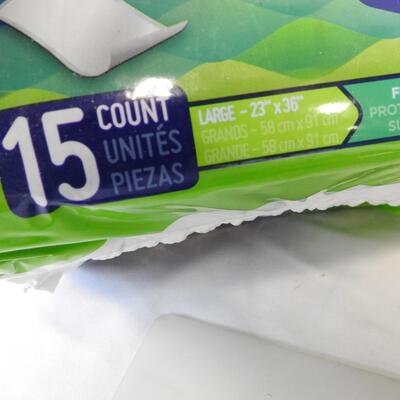 Prevail Underpads, 2 Packages of 15 Large 23" x 36" For Beds or Chairs - New