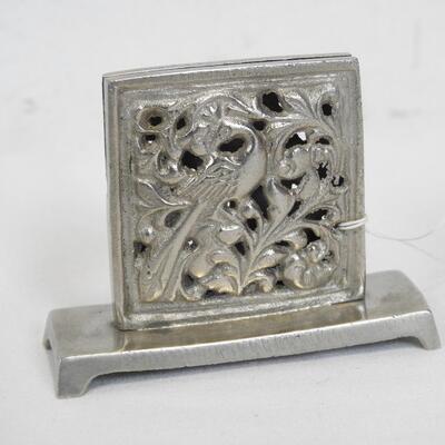 12 Metal Name Card/Photo Holders w/ Peacock Design. By Bombay - New
