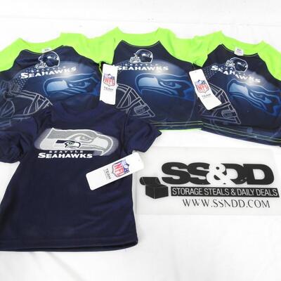 4 pc NFL Team Apparel Seattle Seahawks Kids Shirts, All Size 12m - New