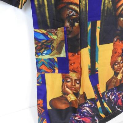 Women's Long Tunic Shirt with front Pockets. Pixelated Faces Design, XL - New