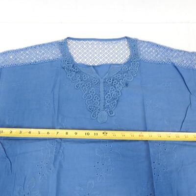 Blue Eyelet & Lace Women's Shirt, approx size XL/2XL - New