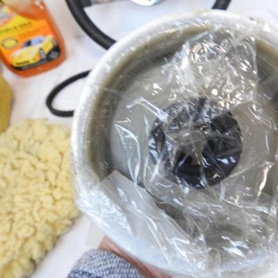 13 pc Car Accessory & Wash Items: Steering Wheel, Drive Belt, Wash & Wax Soap