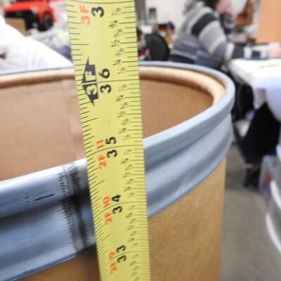 34 Gallon Drum with Locking Lid 17" Round  35" deep Great for storing quilts,