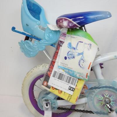 12" Wheel Kid Bike with Frozen Decals.  Rider Height: 2'0"-3' 2" Good Condition