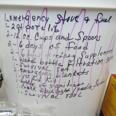 5 Gallon Bucket: Complete Survival Kit: Pan, Stove, Wind up Flashlight & Radio