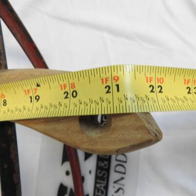 Speedway Snow Sled, Metal & Wood. Black, Brown & Red. Vintage