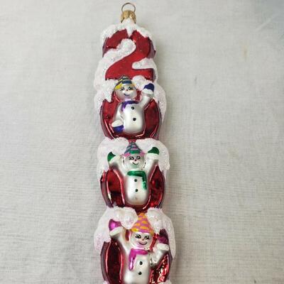 Christopher Radko Christmas Ornament 2000 Millennium Magic Snowmen Totem - Pre-owned