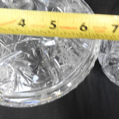 Crystal "Pinwheel" Design Candy Dish w/Lid, & Small Flower Vase, Good Condition