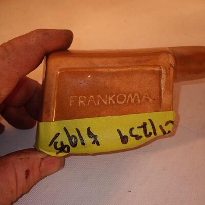 Vintage FRANKOMA Pottery 461 OKLAHOMA STATE ASHTRAY 5 1/2" Beige / Brown