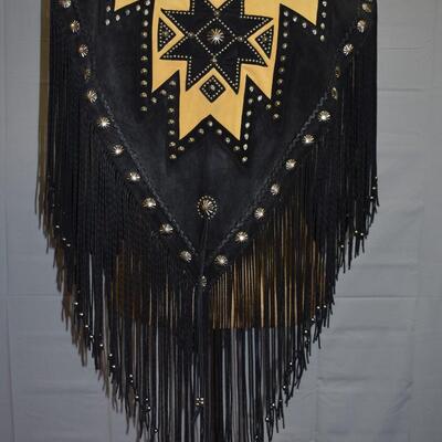 Tan & Black fringe shaw