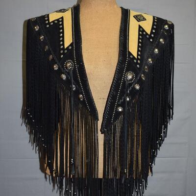 Tan & Black fringe shaw
