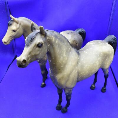 2 Grey and White speckled horses