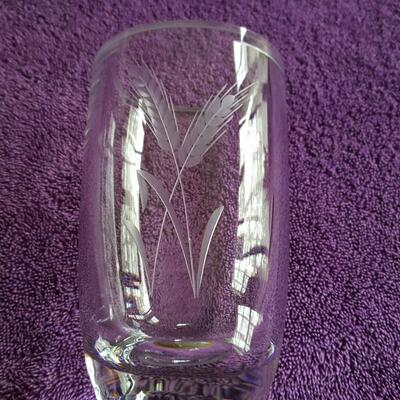 Heavy Etched Glass Vase