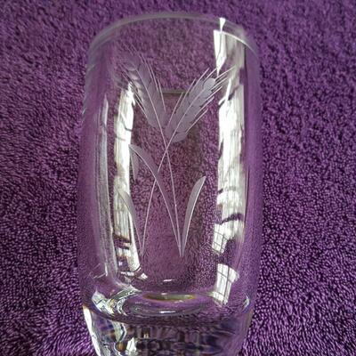 Heavy Etched Glass Vase