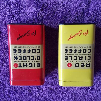 Pair of Vintage Coffee Bank Tins