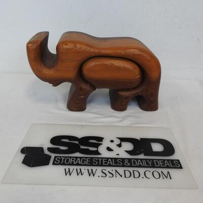 Wooden Elephant With Slide Out Compartment