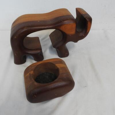 Wooden Elephant With Slide Out Compartment