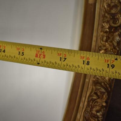 Oval Mirror w/ Gold Painted Frame, 19 1/2" x 35 1/2" Metal Backing