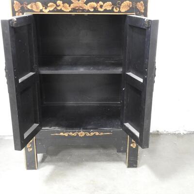 Asian Style Standing Wood Cabinet w/ 2 Shelves, Solid, 33x 2-3/4 x15