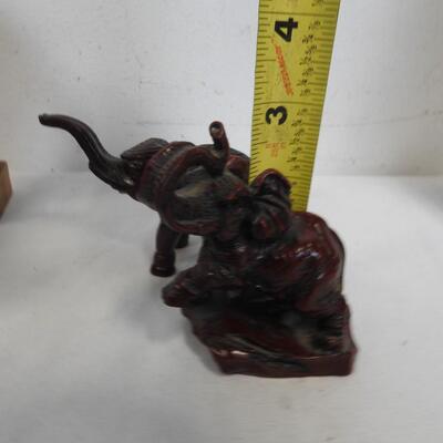 Elephant Decor: 2 Wood, 2 Resin, 1 Lightweight Vase w/ Elephants & Palm Trees