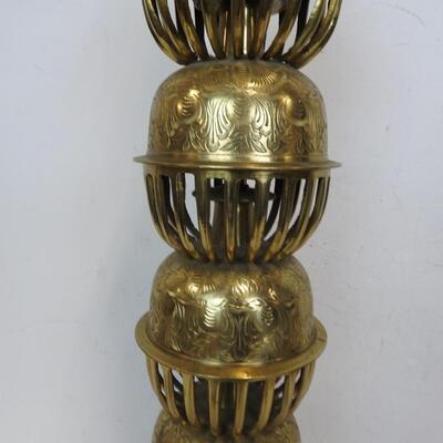 Vintage Tall Brass Mid Century Middle Eastern Style Lamp, Great Condition, WORKS