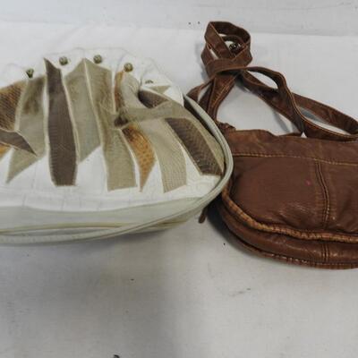 Purses: 2 Black, 1 Brown, 1 Multi-Colored, Wallets: Brown & Paisley