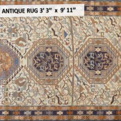 Fine quality, authentic Hand Knotted Antique Persian Rug, 3'9" X 9'11"  , wool & silk, in Perfect Conditions, 60...
