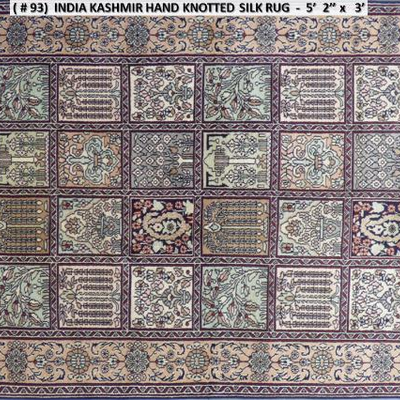 Fine quality,  Indian Kashmir Hand Knotted Fine Quality Silk  Rugs,  
 5'2"X 3'                         
on Perfect...