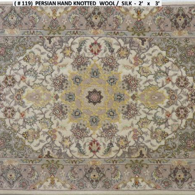 Fine quality,  Persian Hand Knotted Nain Fine Quality Wool & Silk  Rugs, 2'X 3'                        
on Perfect...