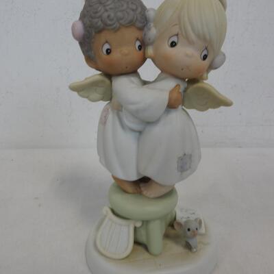 8 Figurines: Precious Moments, Doves, Angels, Girl, Ceramics, Glass/Metal